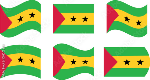 Set of 6 flags of sao tome