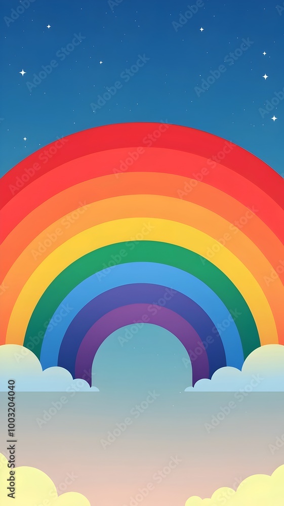 Rainbow Illustration with Gradient Colors and Starry Sky Rainbow Illustration with Gradient Colors and Starry Sky