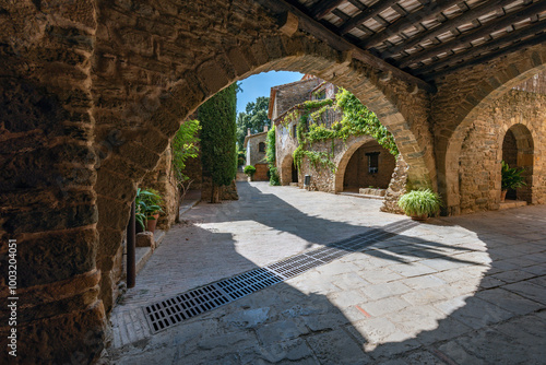 Picturesque medieval town of Monells. Girona, Costa Brava. Catalonia. Spain