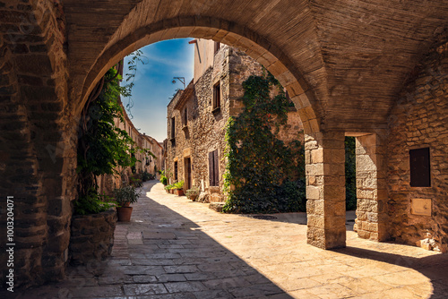 Picturesque medieval town of Monells. Girona, Costa Brava. Catalonia. Spain photo