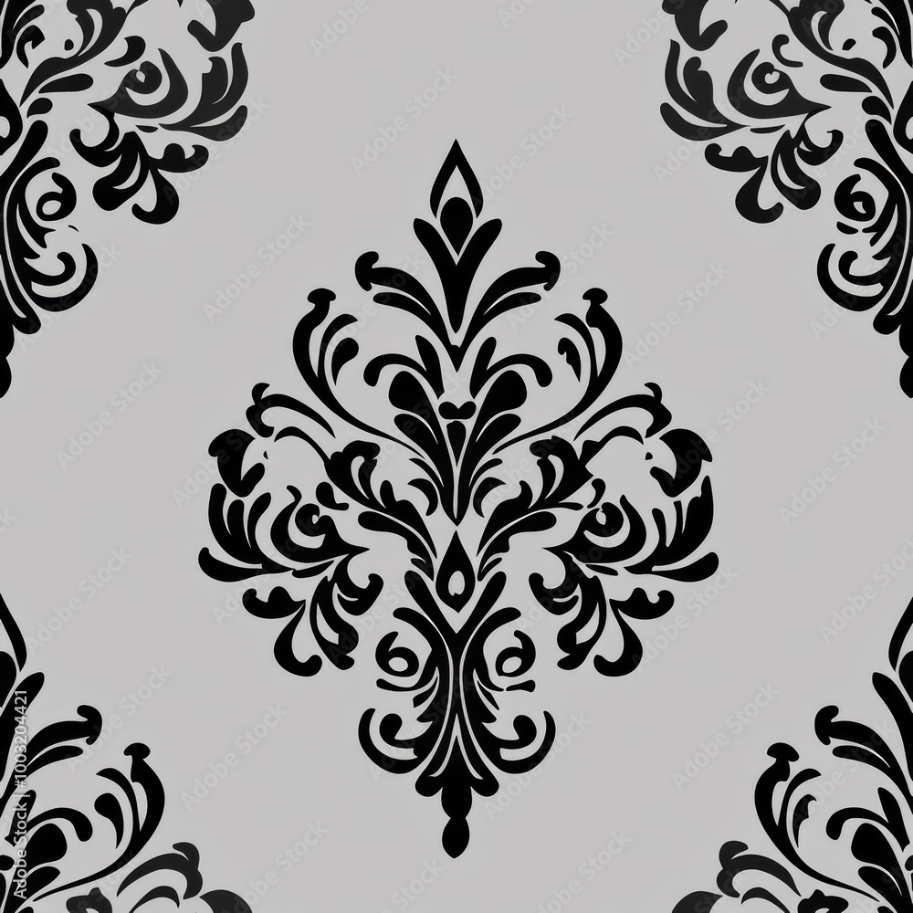 The classic seamless modern pattern with Dark Damask Orient ornament. Classic Vintage background. Orient black ornament for fabric, wallpaper, packaging and other uses. The classic seamless modern pattern with Dark Damask Orient ornament. Classic Vintage background. Orient black ornament for fabric, wallpaper, packaging and other uses.