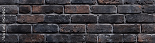 Natural stone masonry wall texture background wallpaper panorama banner of dark black painted bricks