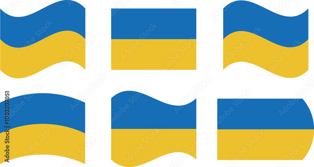 Obraz premium Set of 6 flags of ukraine