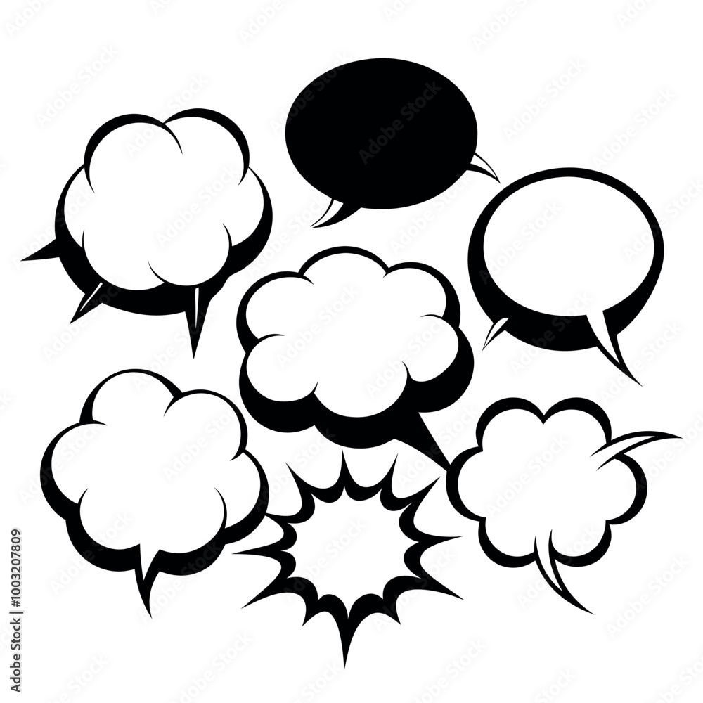 set of comic speech bubbles set of comic speech bubbles