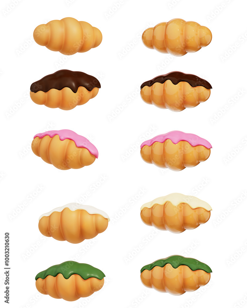 Croissant 3D render. Croissant with cream. Pastry, Dessert. Croissant 3D render. Croissant with cream. Pastry, Dessert.