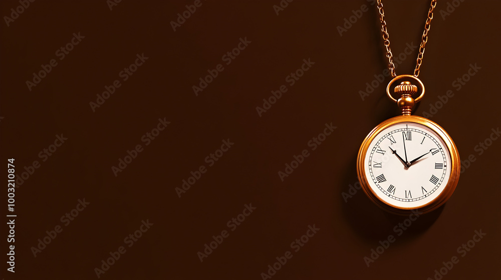 A dark brown background with an old-fashioned pocket watch hanging from a thin chain. Pocket watch on a brown background.
A dark brown background with an old-fashioned pocket watch hanging from a thin chain. Pocket watch on a brown background.