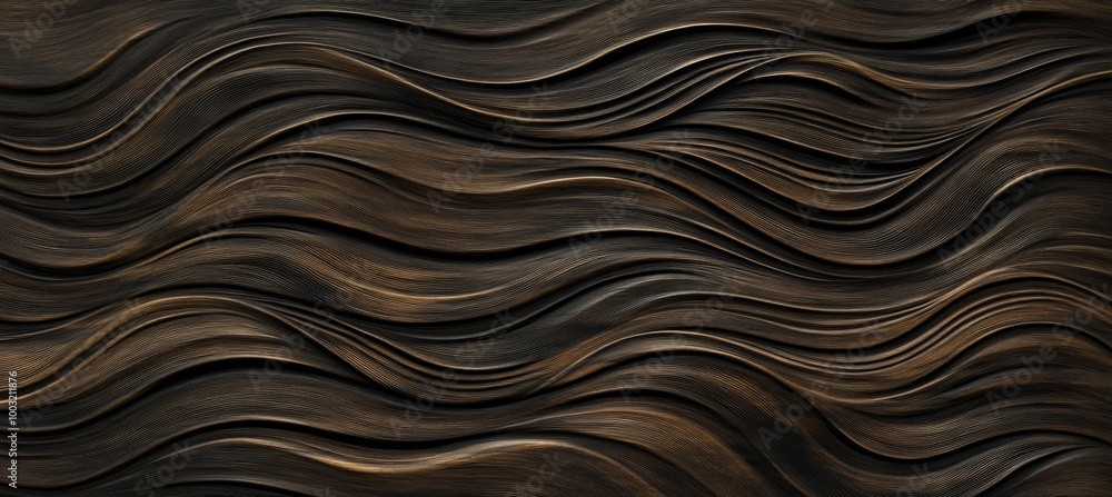 A realistic close-up of an organic brown wooden wave texture banner wall with detailed organic brown wood grain A realistic close-up of an organic brown wooden wave texture banner wall with detailed organic brown wood grain
