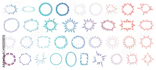 Blast shape icon bundle. Doodle comical shape collection