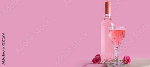 Glass and bottle of tasty p...