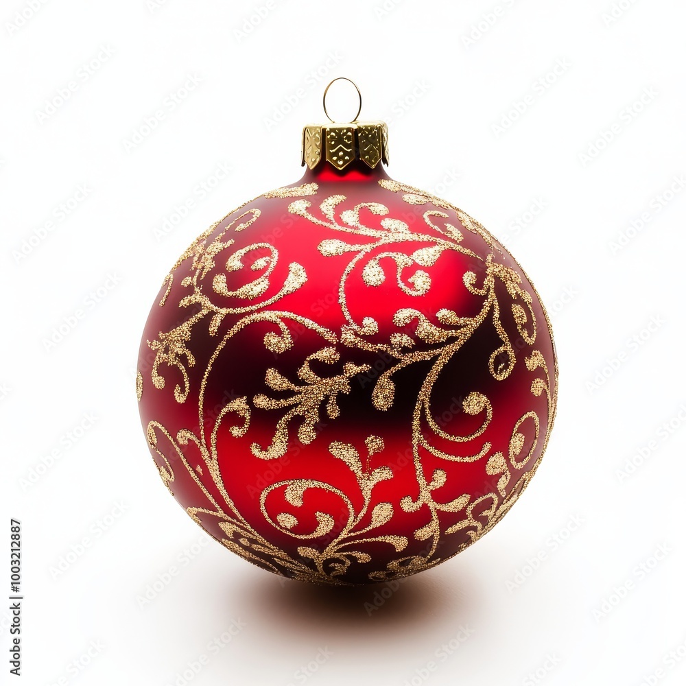 Shiny red Christmas ornament placed on a white surface during the festive holiday season Shiny red Christmas ornament placed on a white surface during the festive holiday season