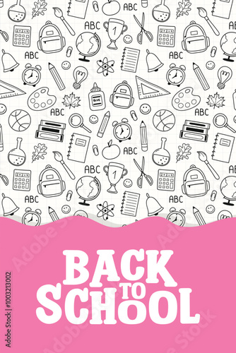 Back to school background with hand drawn elements. Vector illustration