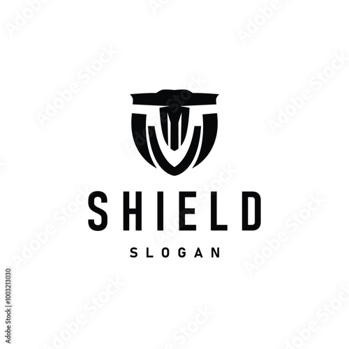 Simple Minimalist Security Shield Logo Design Vector Illustration Template