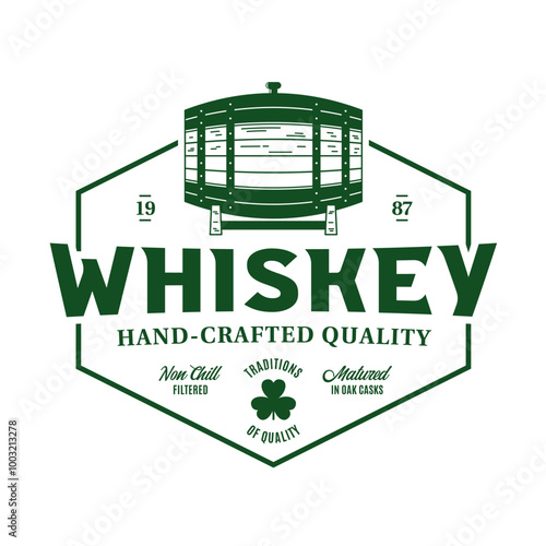 Vector whiskey logo isolated on a white background for bar, pub, distilling company branding and identity, etc