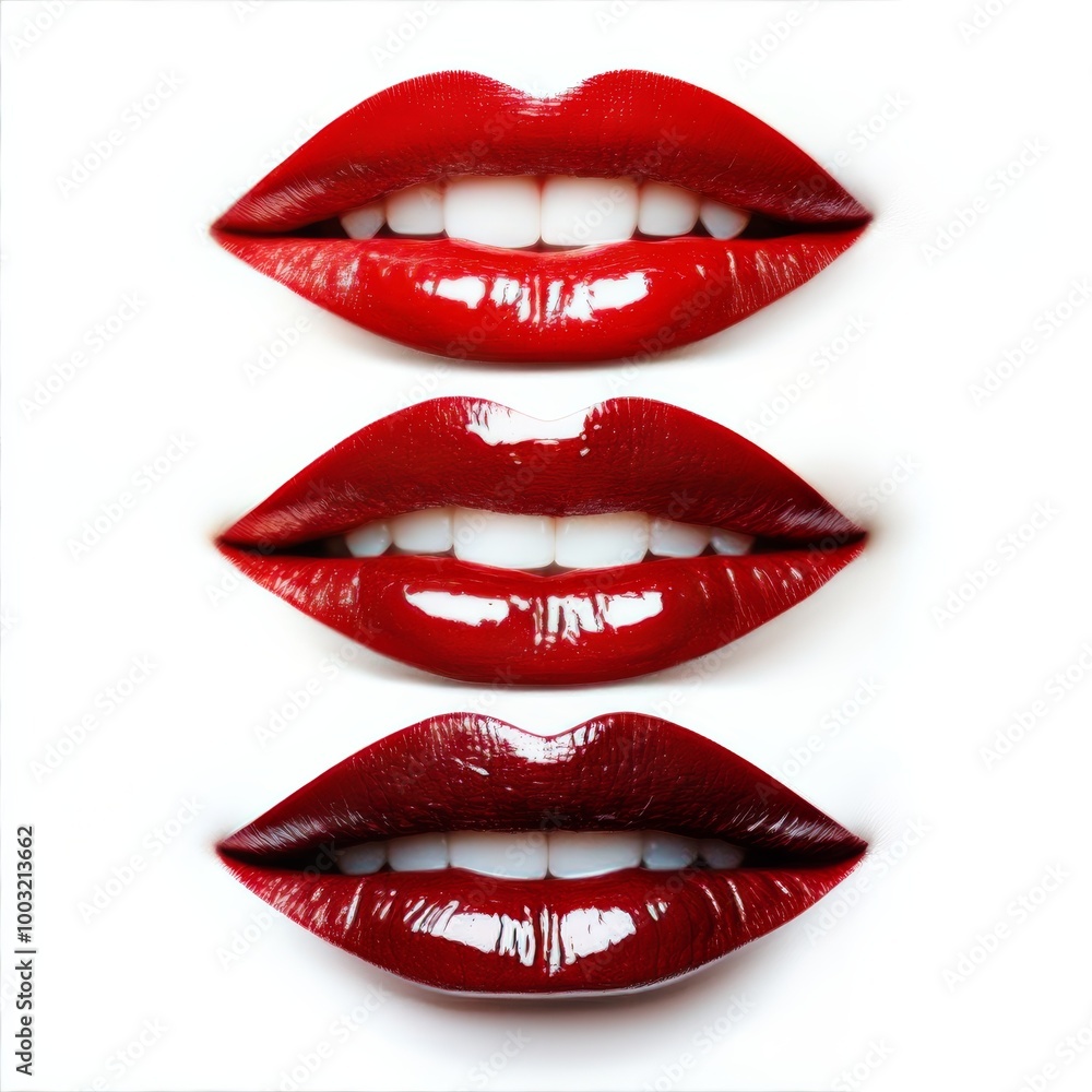 Various lipstick styles displayed on lips with a focus on red shades and natural tones Various lipstick styles displayed on lips with a focus on red shades and natural tones