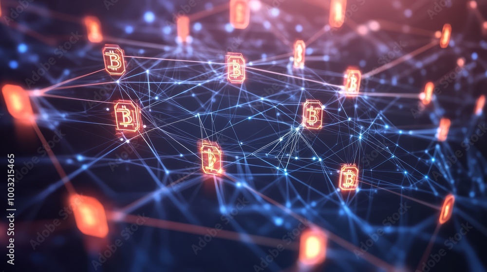 Fototapeta premium Fintech blockchain illustration
