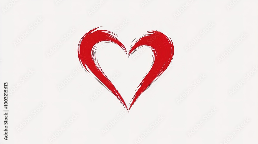 A minimalist heart shape symbol with clean lines and a bold red color, centered on a white background for a striking and modern design A minimalist heart shape symbol with clean lines and a bold red color, centered on a white background for a striking and modern design