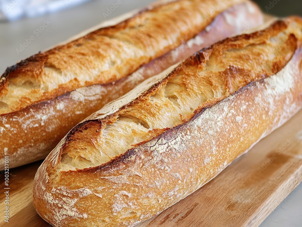 golden-brown baguette with crisp crust and soft interior. artisanal bread showcasing perfect texture and traditional french baking techniques. golden-brown baguette with crisp crust and soft interior. artisanal bread showcasing perfect texture and traditional french baking techniques.