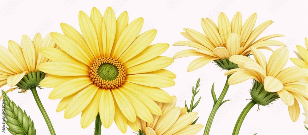 Watercolor hand-painted illustration showcases vibrant gerbera and yellow daisies in a lively floral arrangement Watercolor Floral Illustration Gerbera Daisies Watercolor hand-painted illustration showcases vibrant gerbera and yellow daisies in a lively floral arrangement Watercolor Floral Illustration Gerbera Daisies