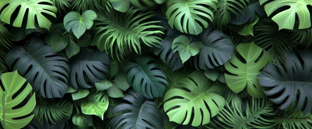 An abstract floral hand drawn illustration of tropical leaves in dark green and blue. Suitable for wallpaper design, textiles, and interior decor. An abstract floral hand drawn illustration of tropical leaves in dark green and blue. Suitable for wallpaper design, textiles, and interior decor.