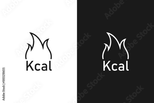 Burning calories. Dieting. Deficit. Calorie sign. Kilocalorie icon with a flame.