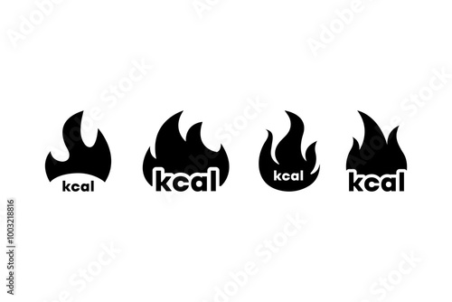 Burning calories. Dieting. Deficit. Calorie sign. Kilocalorie icon with a flame.