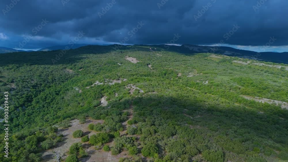 Drone view of the Losa Valley in the surroundings of the town of Colina de Losa. Losa Valley. Las Merindades region. Burgos. Castilla y Leon, Spain, Europe Drone view of the Losa Valley in the surroundings of the town of Colina de Losa. Losa Valley. Las Merindades region. Burgos. Castilla y Leon, Spain, Europe
