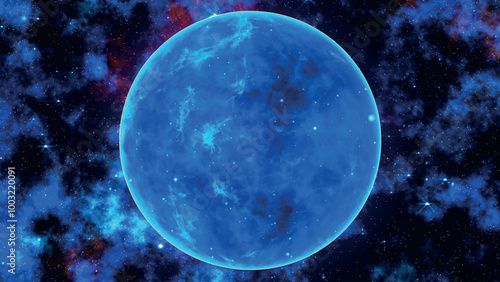 Space background. Flight in space with imitation of galaxies and nebulae. Stunning galaxy. Night sky with stars and nebulae. Bright planet. Science and technology of 3D Vector illustration.