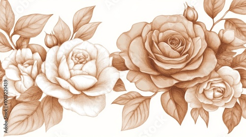 Watercolor illustration of peonies on a wallpaper background.