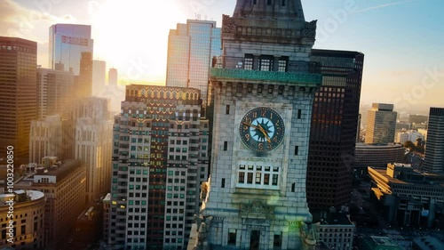 Clock Tower in Boston Massachusetts at sunset