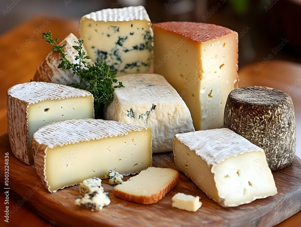 Cheese board with a variety of German cheese Cheese board with a variety of German cheese