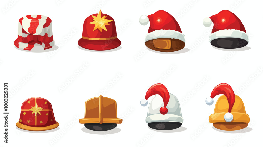 Festive Christmas Gift and Hat Icons Collection in Cartoon Style Festive Christmas Gift and Hat Icons Collection in Cartoon Style