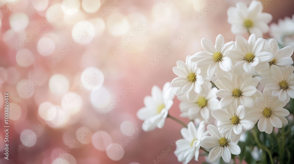 White Daisies on a Blurry Pink Background White Daisies on a Blurry Pink Background