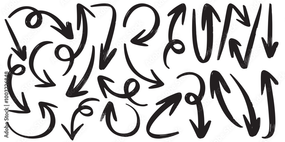 Set of Hand drawn vector arrows doodle Set of Hand drawn vector arrows doodle