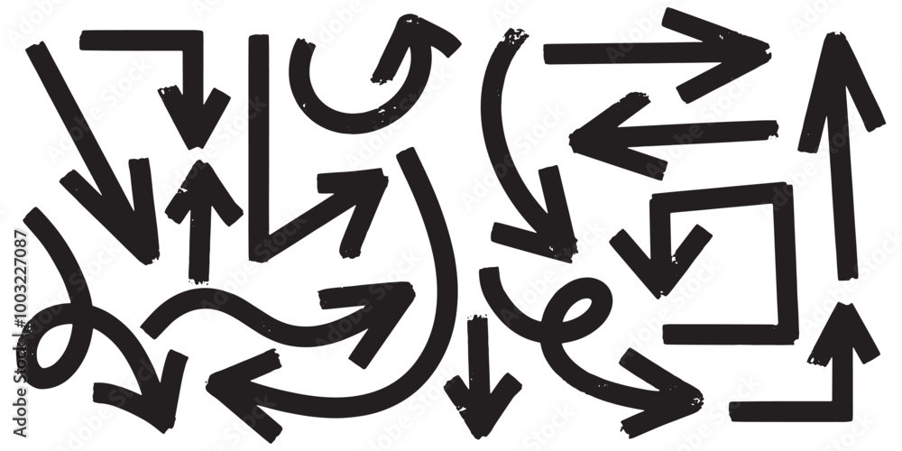 Set of Hand drawn vector arrows doodle Set of Hand drawn vector arrows doodle