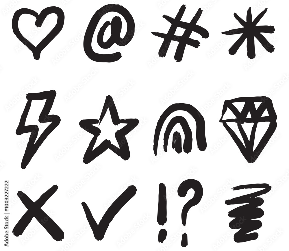 Bold brush Hand drawn doodle style collection Bold brush Hand drawn doodle style collection