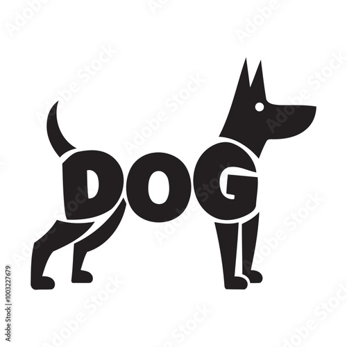 Downloadable Dog Wordmark Negative Space Logo Icon Vector