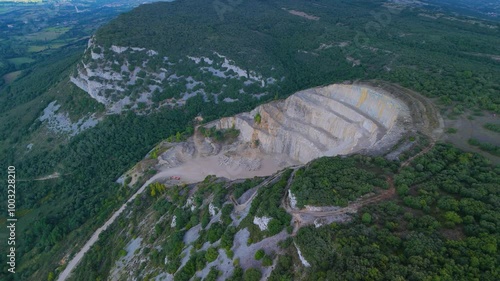 Quarry in the Ribero de Montija seen by drone. Merindad de Montija. Las Merindades region. Burgos. Castile and Leon, Spain, Europe photo