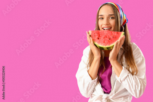 Young woman with fresh wate...