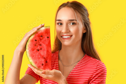 Young woman with fresh wate...