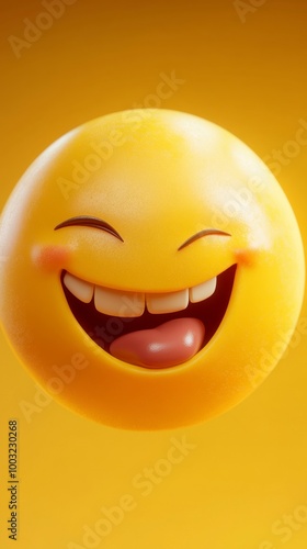Wallpaper Mural Smiling emoji with wide grin on yellow Torontodigital.ca