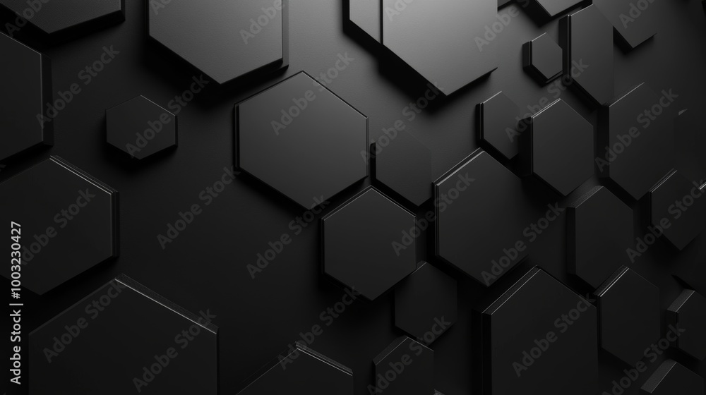 An abstract mosaic wall made up of hexagonal, 3D bricks stacked into a semigloss block background. An abstract mosaic wall made up of hexagonal, 3D bricks stacked into a semigloss block background.