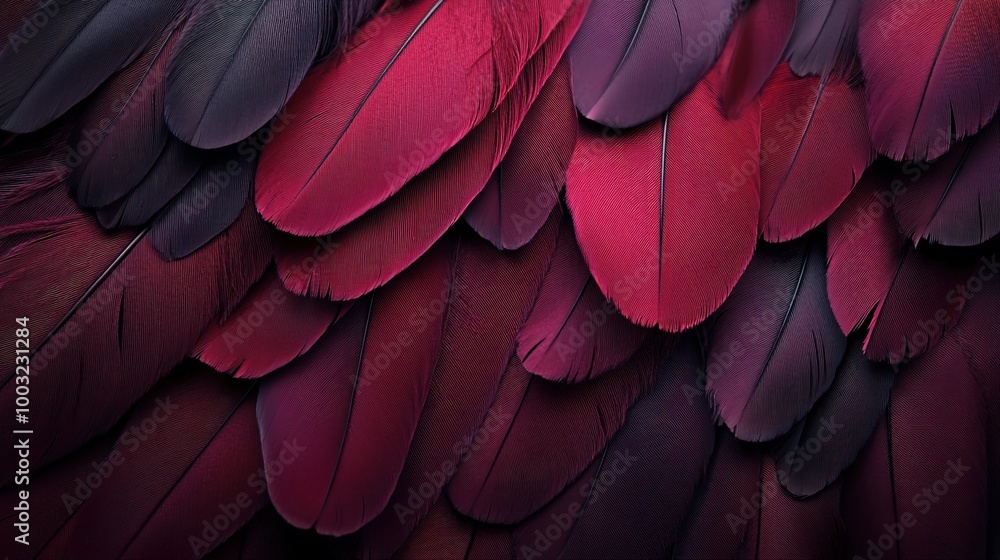 Obraz premium Beautiful dark maroon color trends feather texture background 