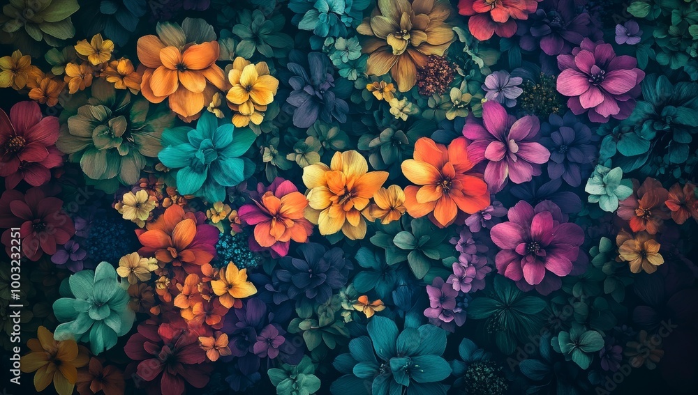 Oil painting canvas with vivid flowers - Stock Oil painting canvas with vivid flowers - Stock
