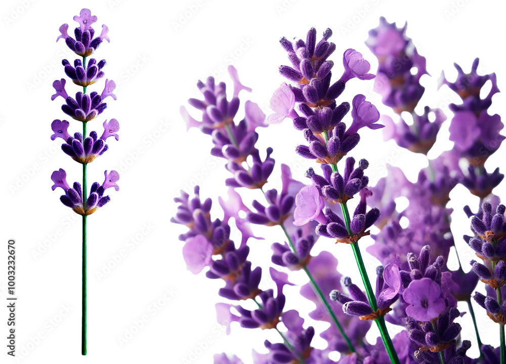 Obraz premium set of lavender sprigs isolated on transparent background