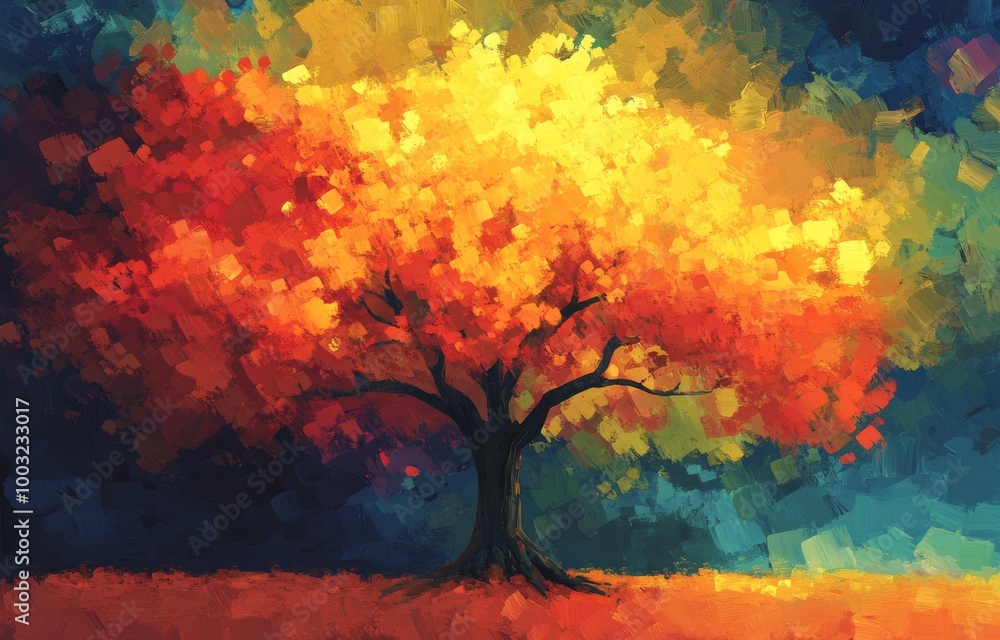 The 3D abstract wallpaper for interior mural wall decor features a tree surrounded by many colorful leaves. The 3D abstract wallpaper for interior mural wall decor features a tree surrounded by many colorful leaves.