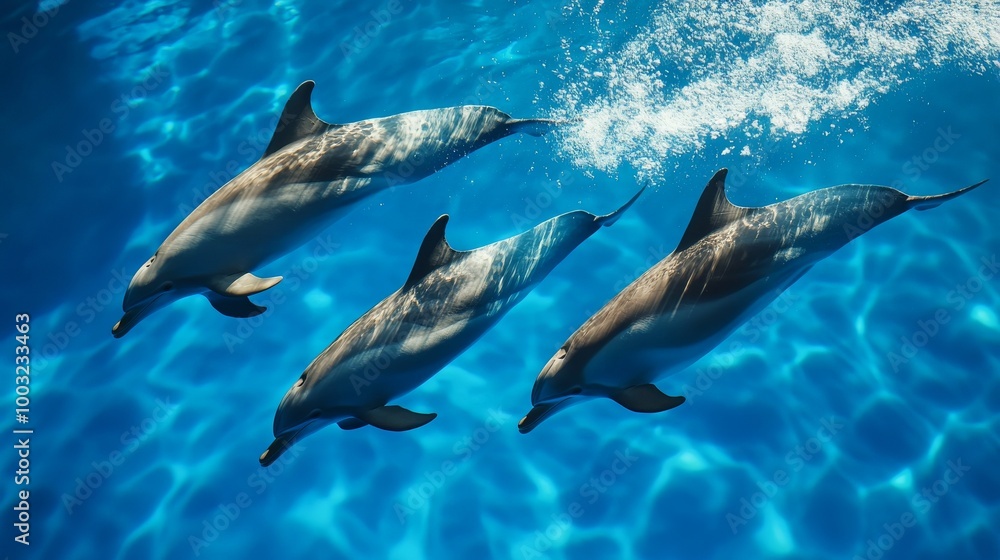 Fototapeta premium Stock Photography Photo Image of a dolphin swimming in the water in 8K resolution