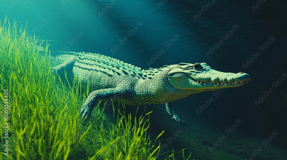 Image of crocodile in the grass in high resolution (8K) Image of crocodile in the grass in high resolution (8K)