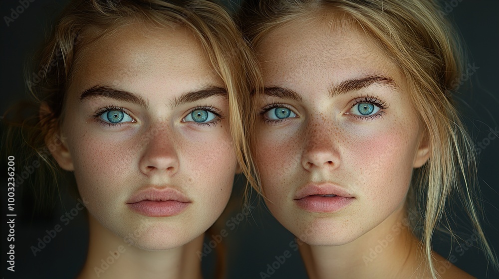 Twin Sisters with Blue Eyes and Freckles - Portrait Photography Twin Sisters with Blue Eyes and Freckles - Portrait Photography