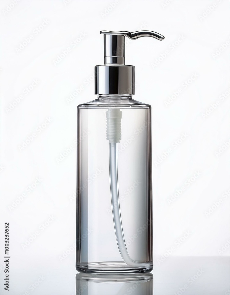 Empty pump bottle on white background Empty pump bottle on white background