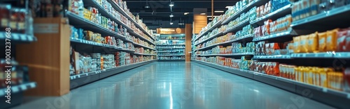 Wallpaper Mural Organized Supermarket Aisle with Fresh Produce and Grocery Items Torontodigital.ca